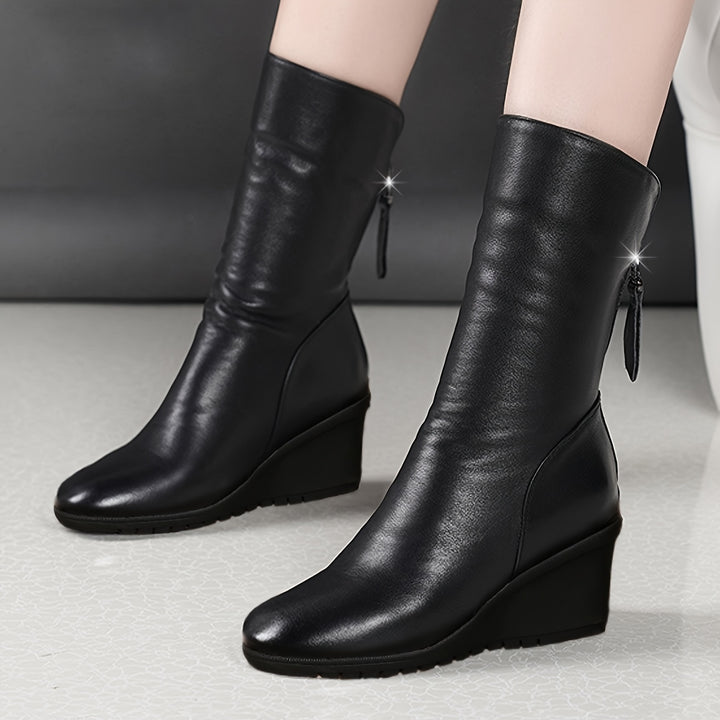Bellamy | Sculpted Wedge Mid-Calf Boots