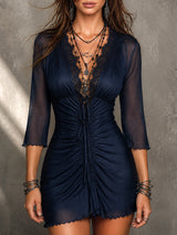 Ondine | Ruched Lace-Trim Mini Dress