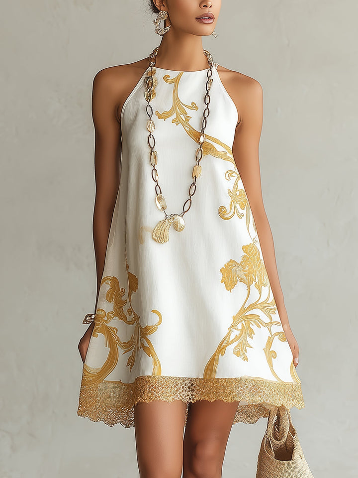 Ottilie | Ornate Halterneck Mini Dress