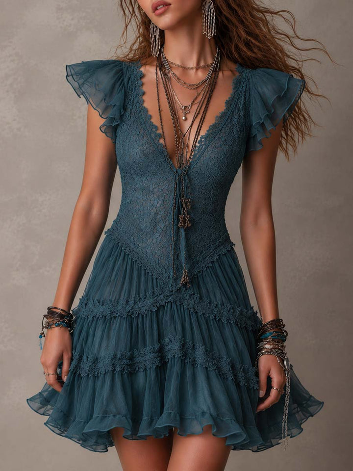 Odalie | Scalloped Ruffle Mini Dress