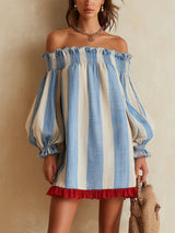 Rebecca | Off-Shoulder Striped Mini Dress