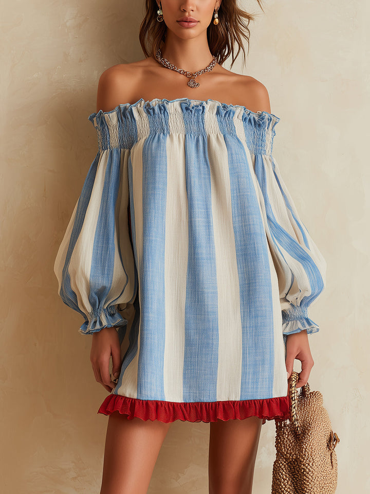 Rebecca | Off-Shoulder Striped Mini Dress