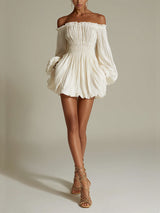 Farrah | Off-Shoulder Pleated Mini Dress