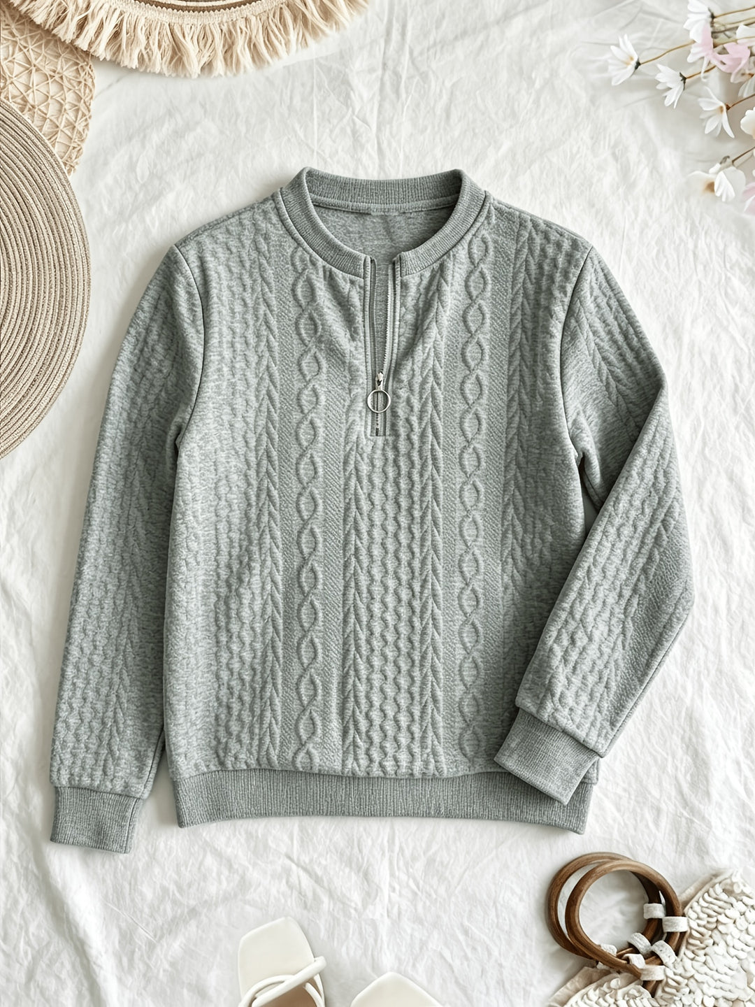 Elise | Textured Half-Zip Pullover