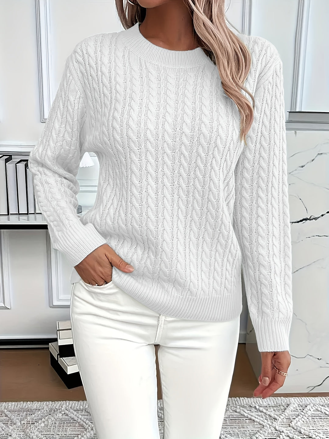 Maeve | Cable-Knit Round Neck Jumper