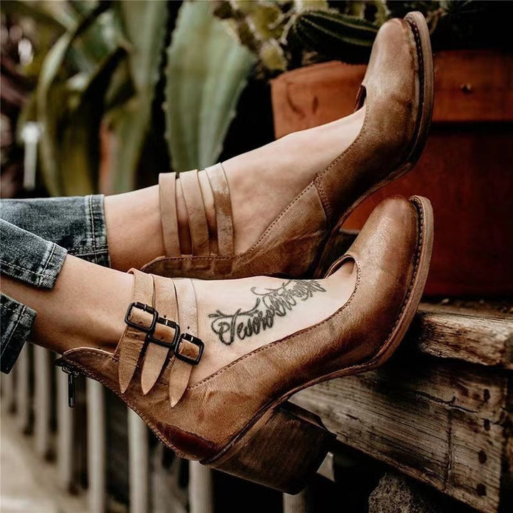 Estella | Buckled Block-Heel Ankle Boots