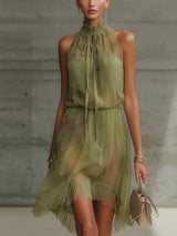 Millicent | Floral Fringe-Hem Mini Dress