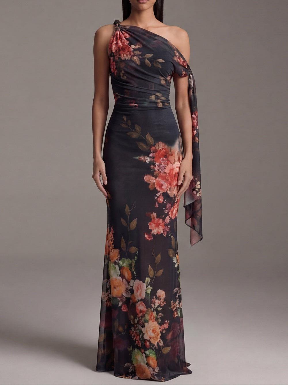 Ainsley | One-Shoulder Floral Maxi Dress