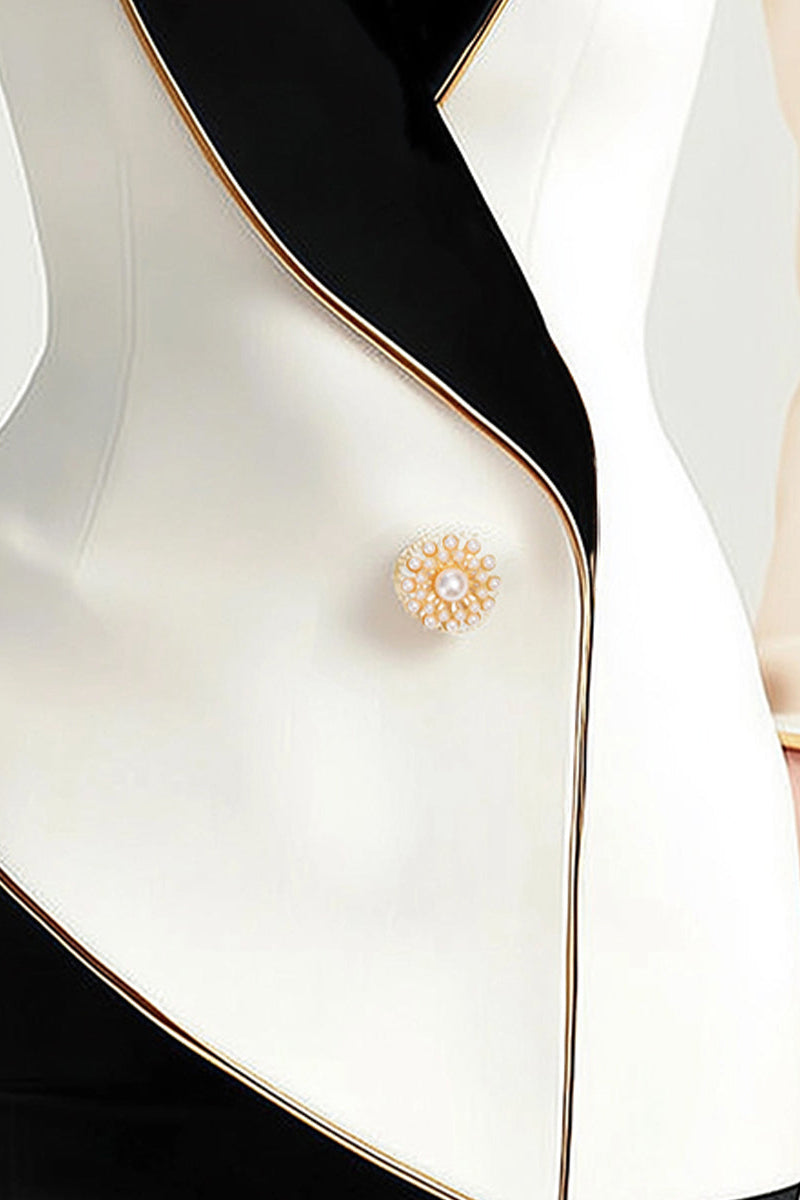 Eugenie | Asymmetrical Contrast-Lapel Blazer