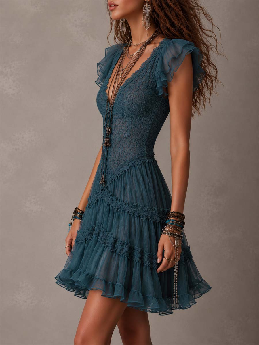 Odalie | Scalloped Ruffle Mini Dress