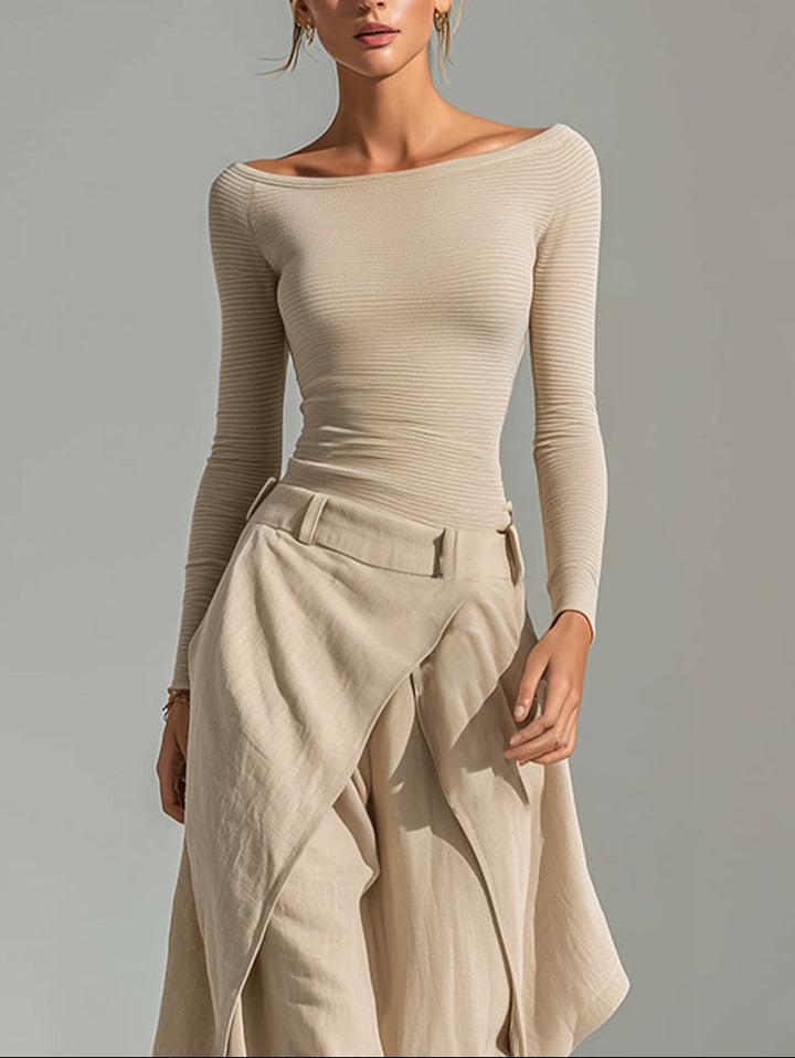 Marceline | Elegant Boat Neck Two-Piece Set
