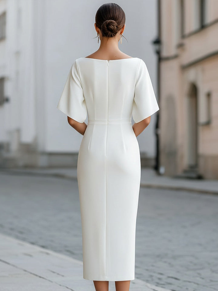 Waverly | Refined Boatneck Midi Dress