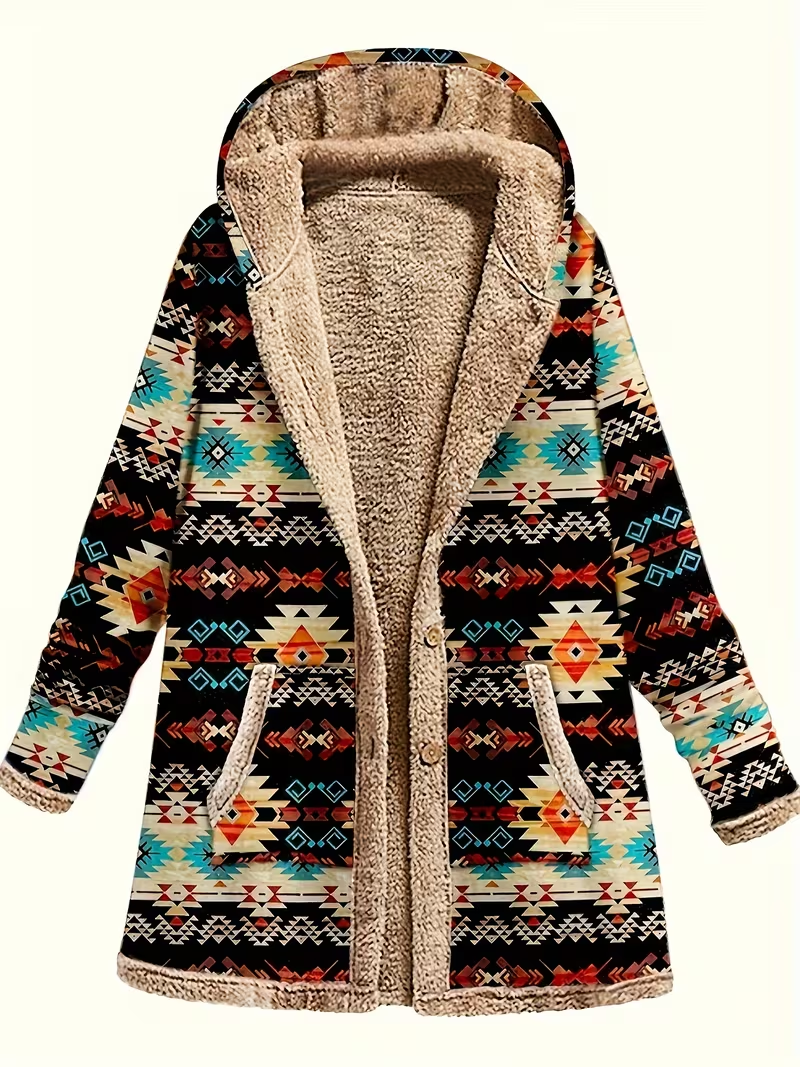 Rowan | Hooded Patterned Longline Coat