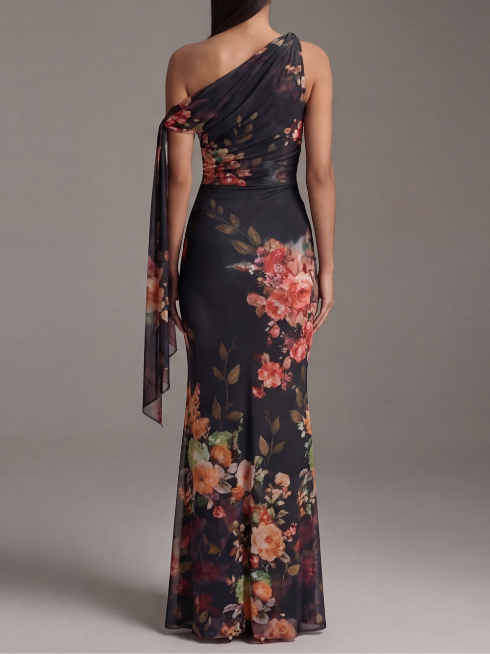 Ainsley | One-Shoulder Floral Maxi Dress