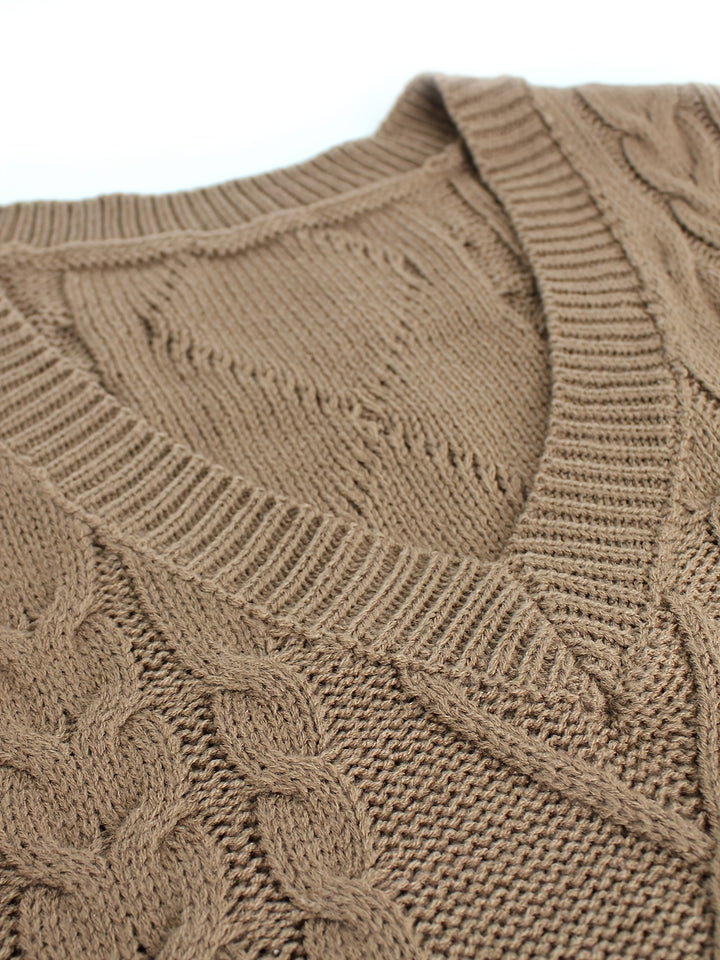 Vivian | Cable-Knit V-Neck Sweater Vest