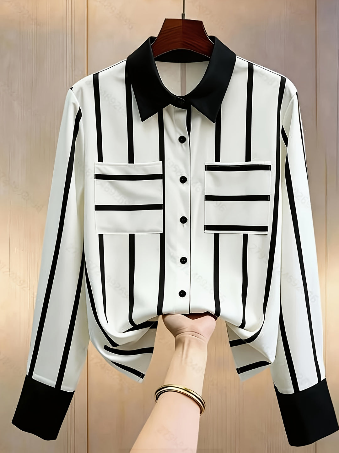 Adaline | Contrast-Trim Long-Sleeve Shirt