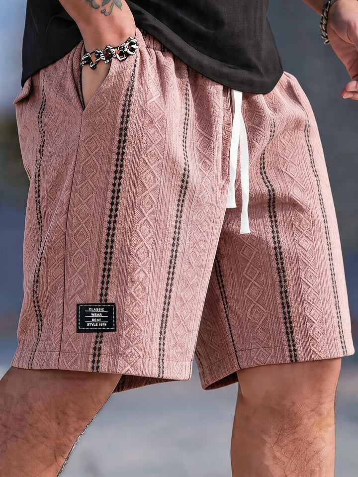 Rowan | Textured Geometric Drawstring Shorts