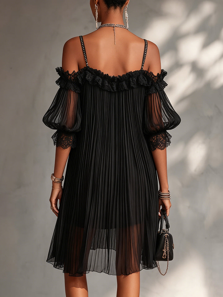 Lucette | Off-Shoulder Lace-Trim Mini Dress
