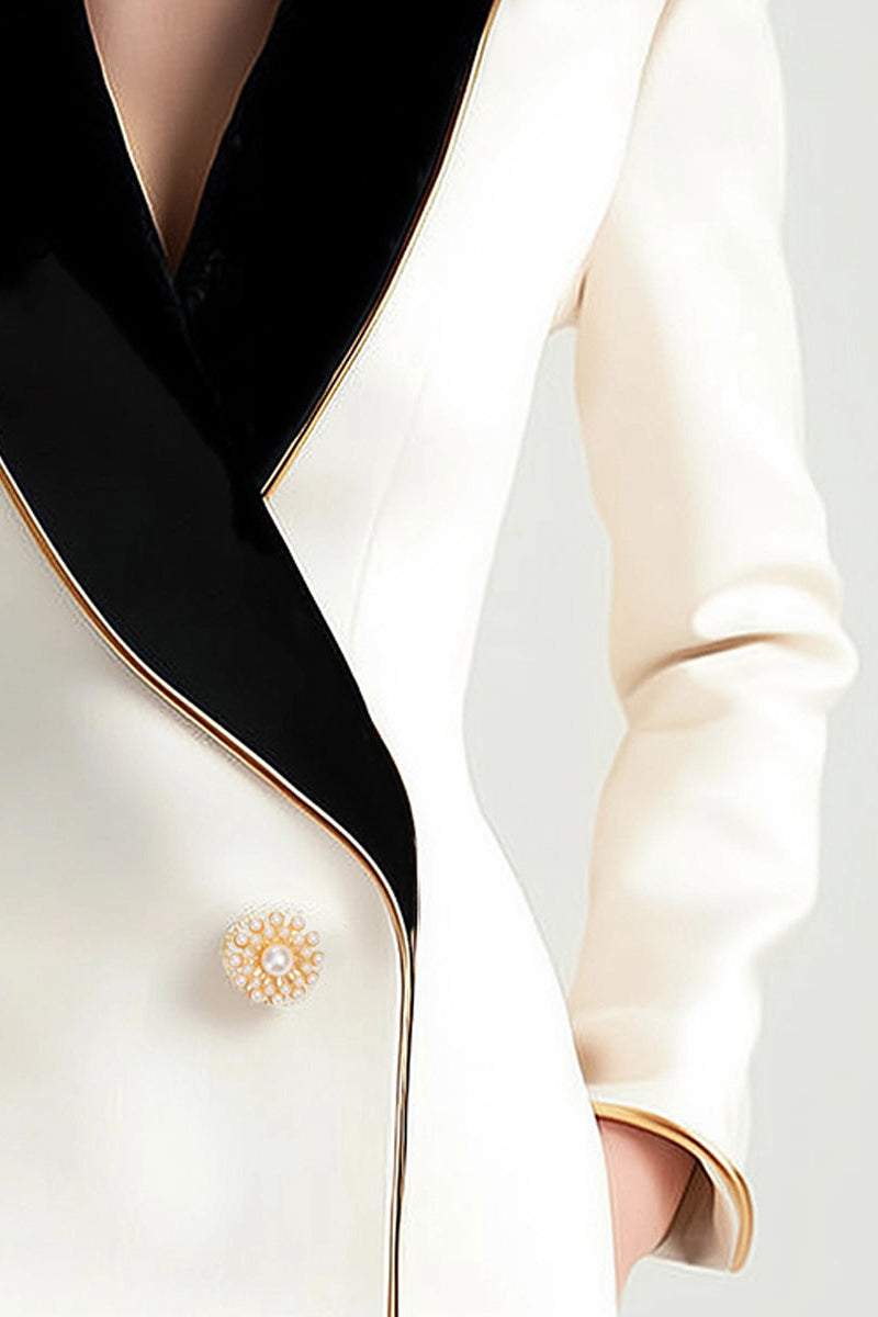 Eugenie | Asymmetrical Contrast-Lapel Blazer