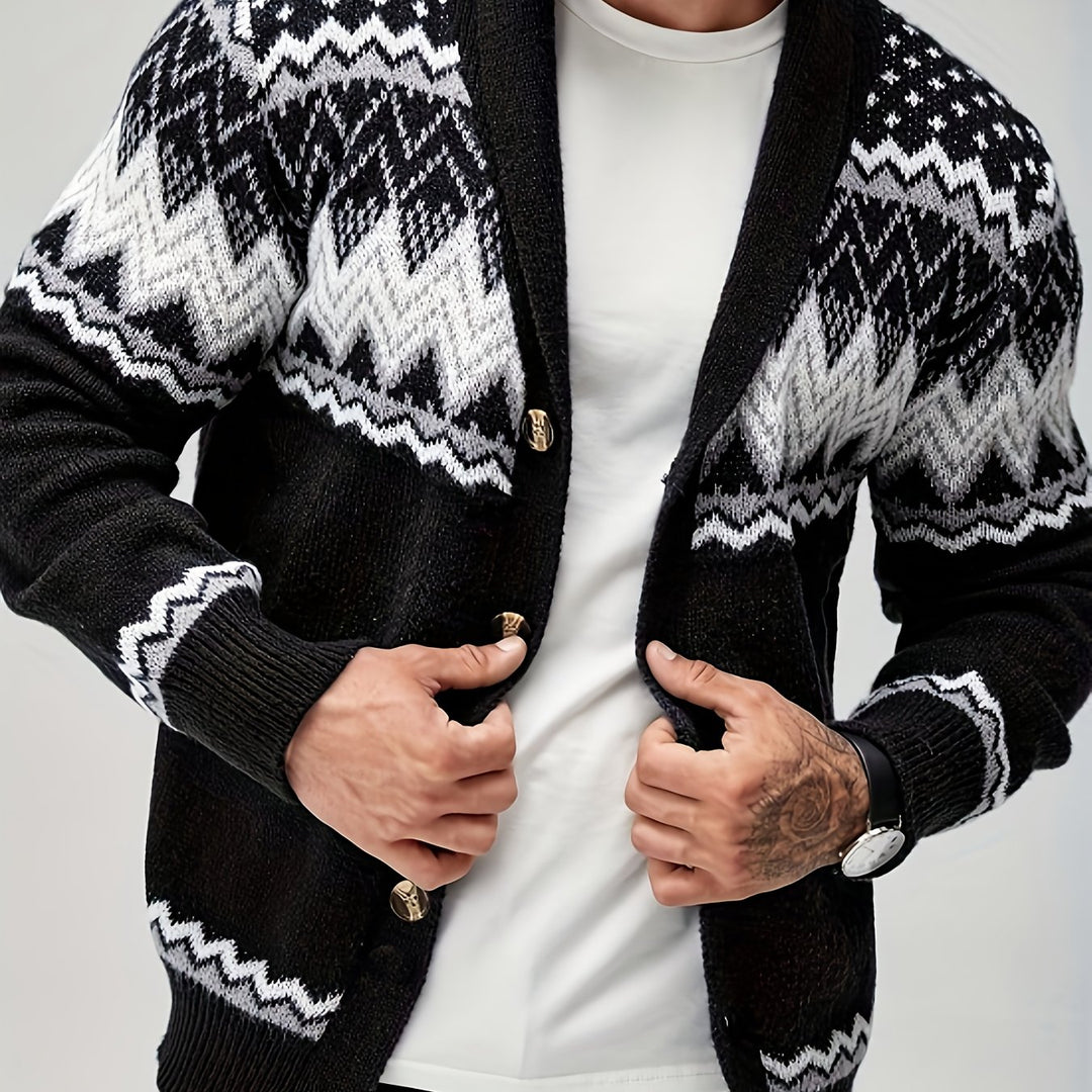 Whitaker | Nordic-Pattern Shawl Cardigan