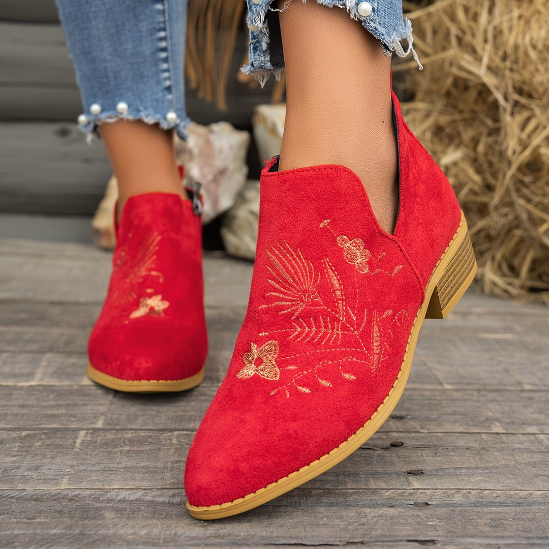 Annabel | Embroidered Ankle Boots