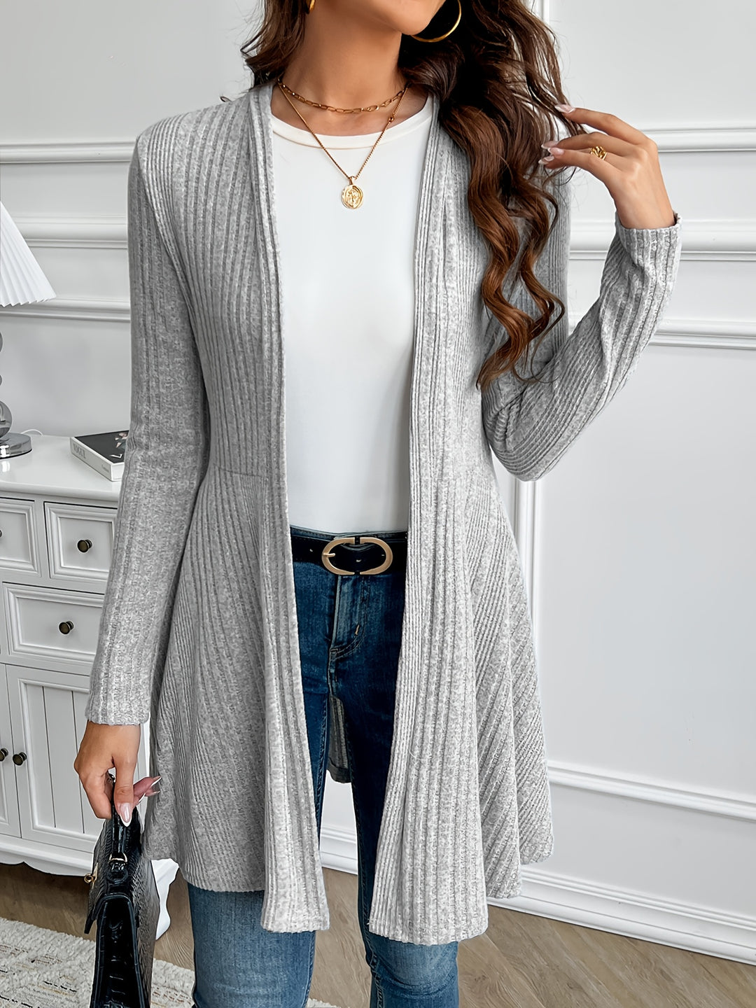 Helena | Ribbed Open-Front Cardigan