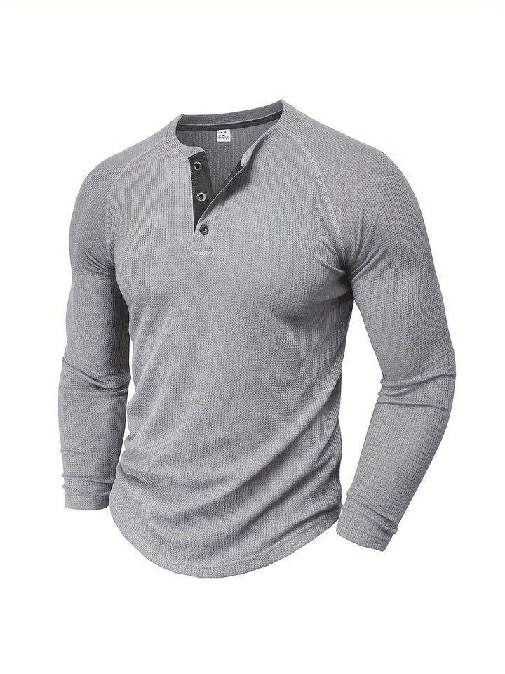 Roland | Textured Button-Placket Long-Sleeve Top