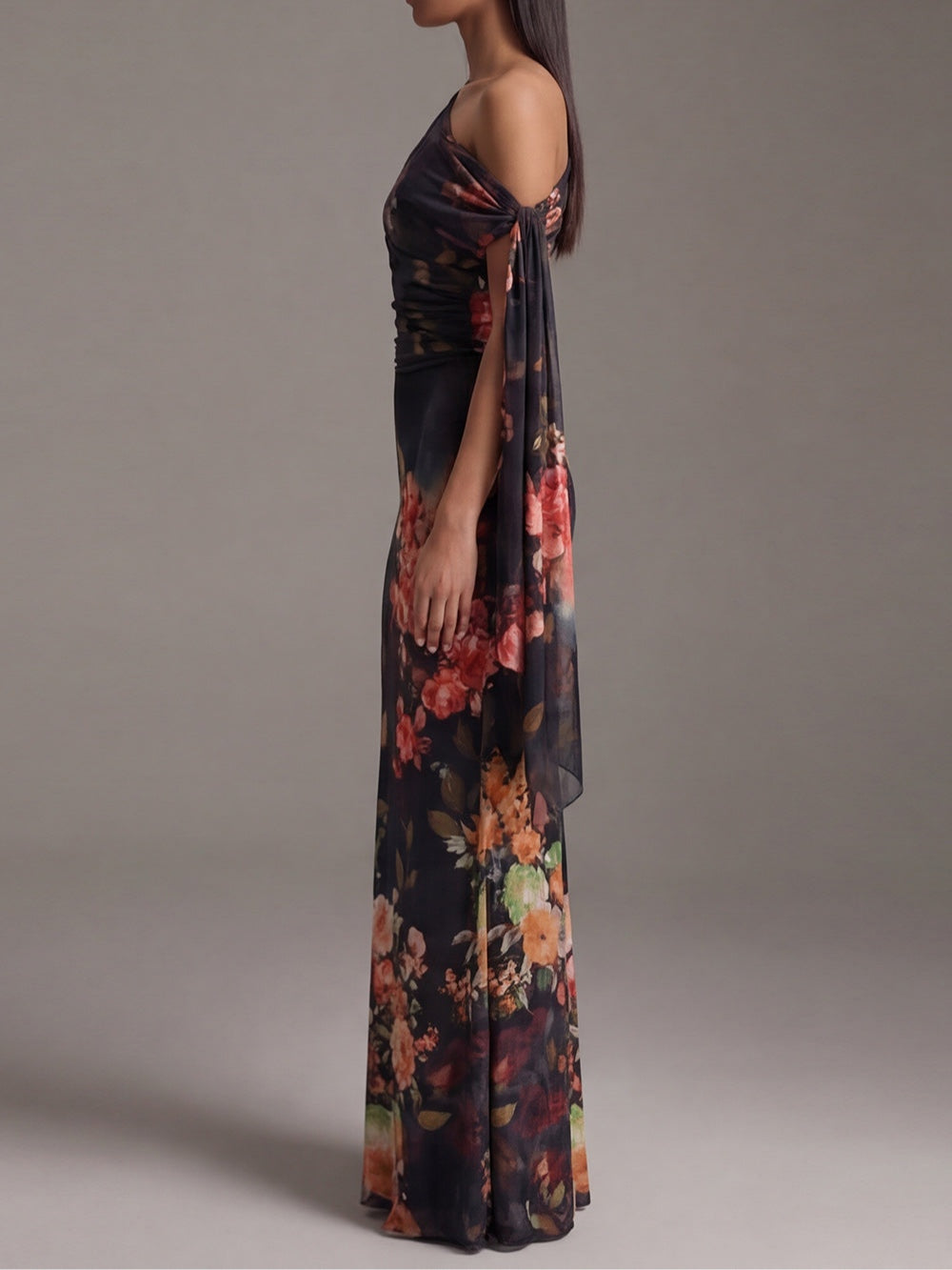 Ainsley | One-Shoulder Floral Maxi Dress