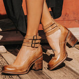 Estella | Buckled Block-Heel Ankle Boots