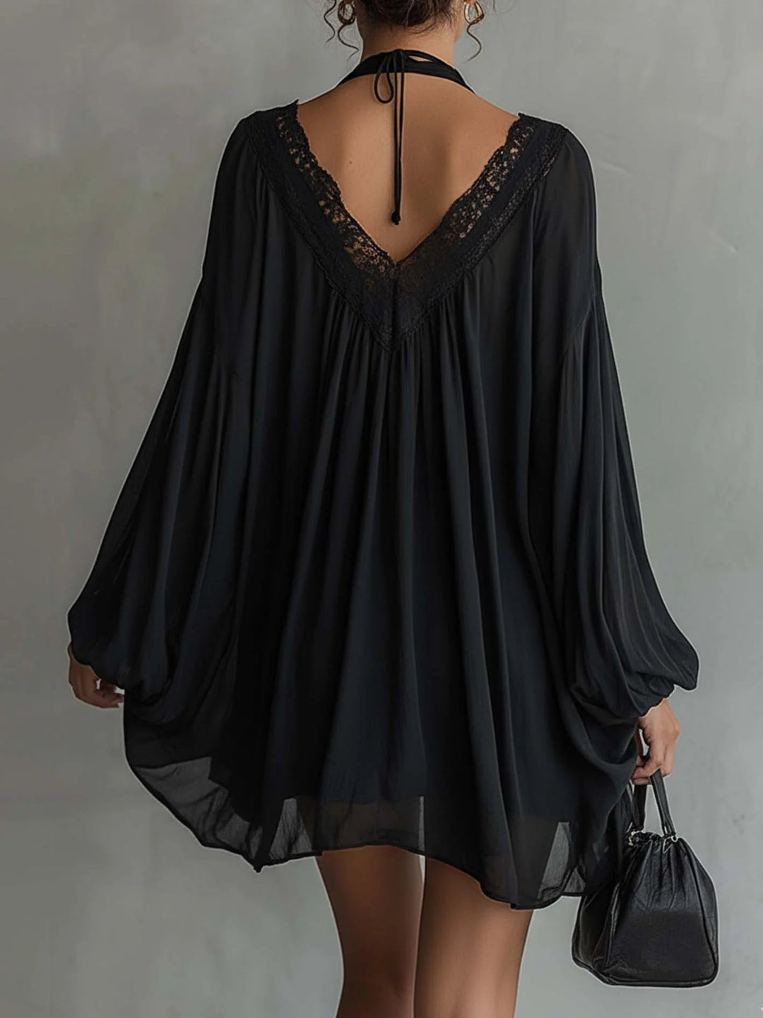 Solene | Flowing Lace-Trim Mini Dress