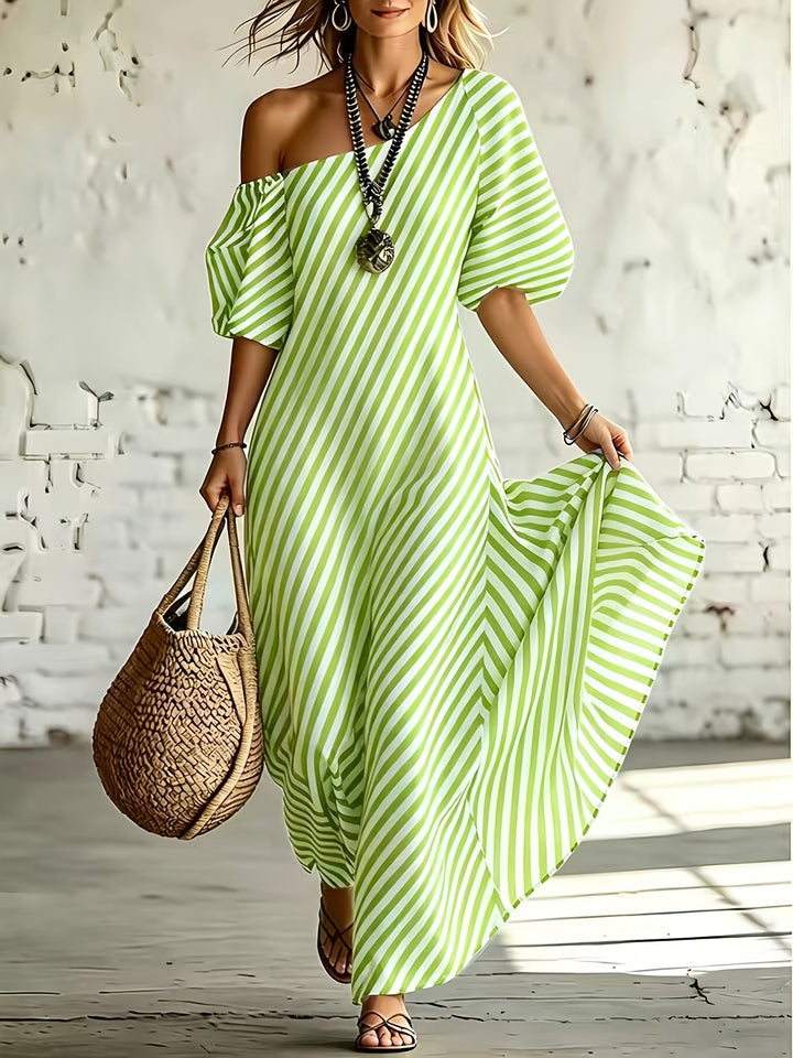 Grace | Off-Shoulder Striped Maxi Dress