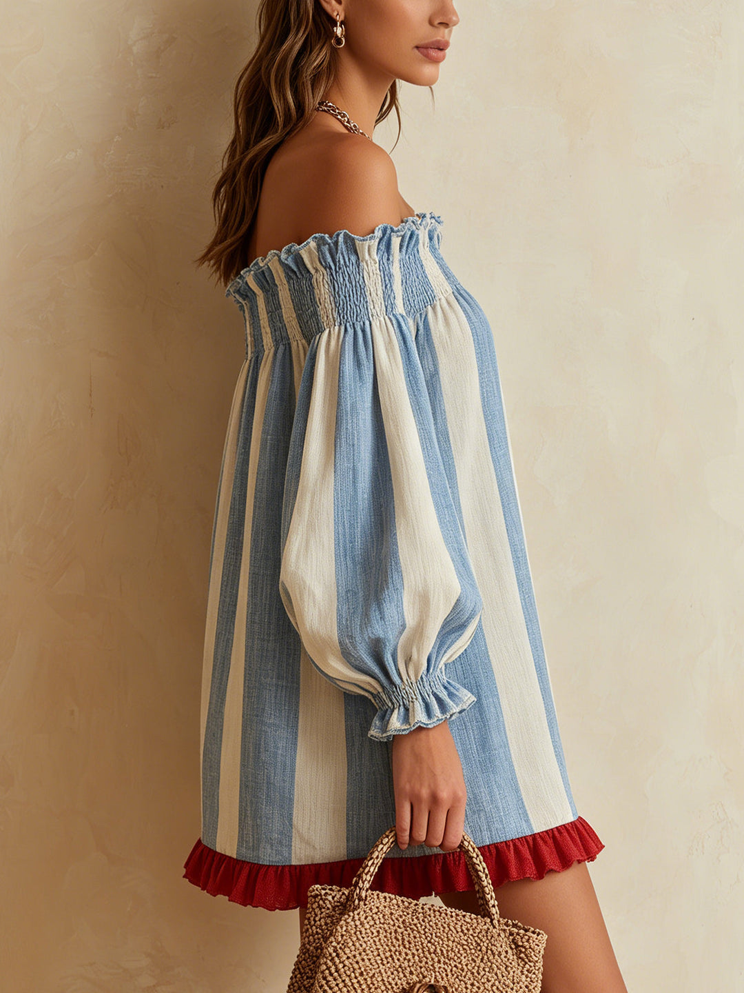 Rebecca | Off-Shoulder Striped Mini Dress
