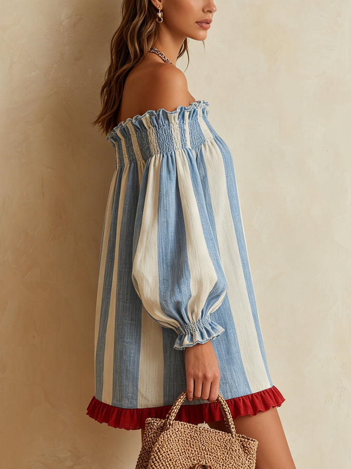 Rebecca | Off-Shoulder Striped Mini Dress