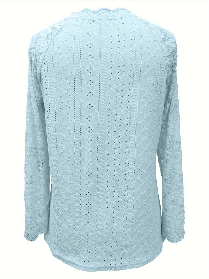 Felicity | Lace-Trimmed Eyelet Top