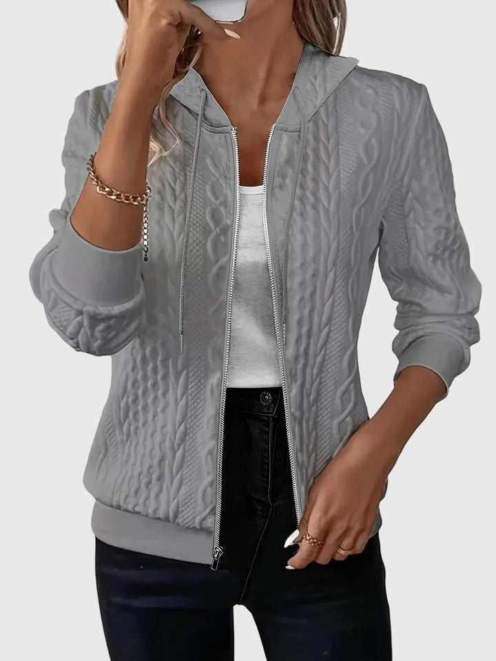 Kendra | Textured Zip-Up Hoodie