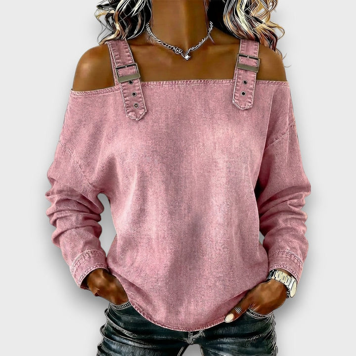 Brielle | Cold-Shoulder Buckle-Strap Top