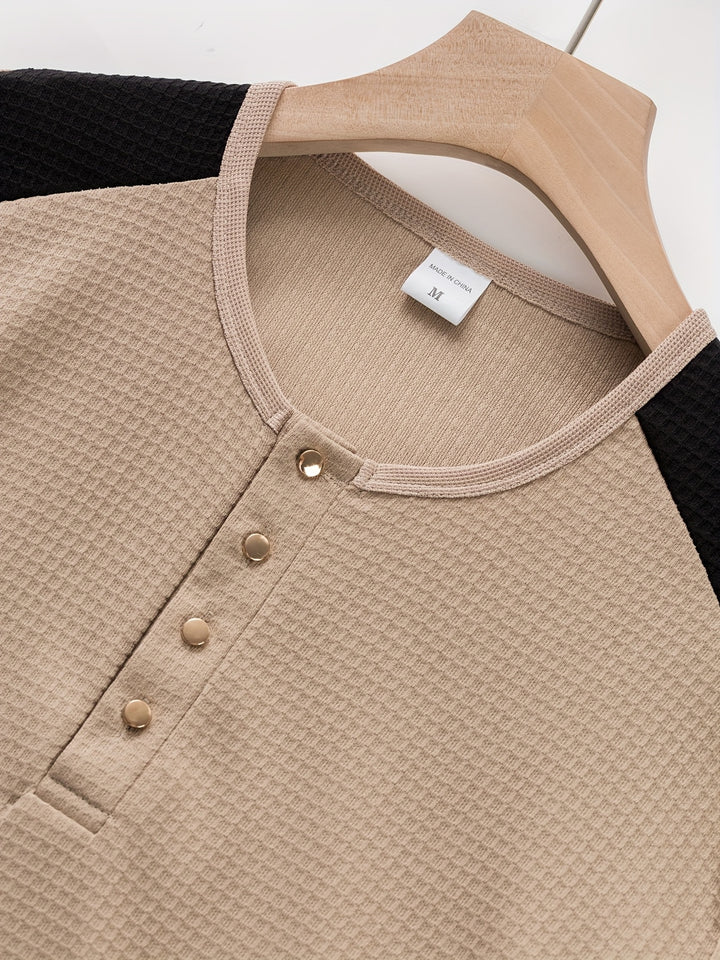 Bryce | Textured Contrast Henley Shirt