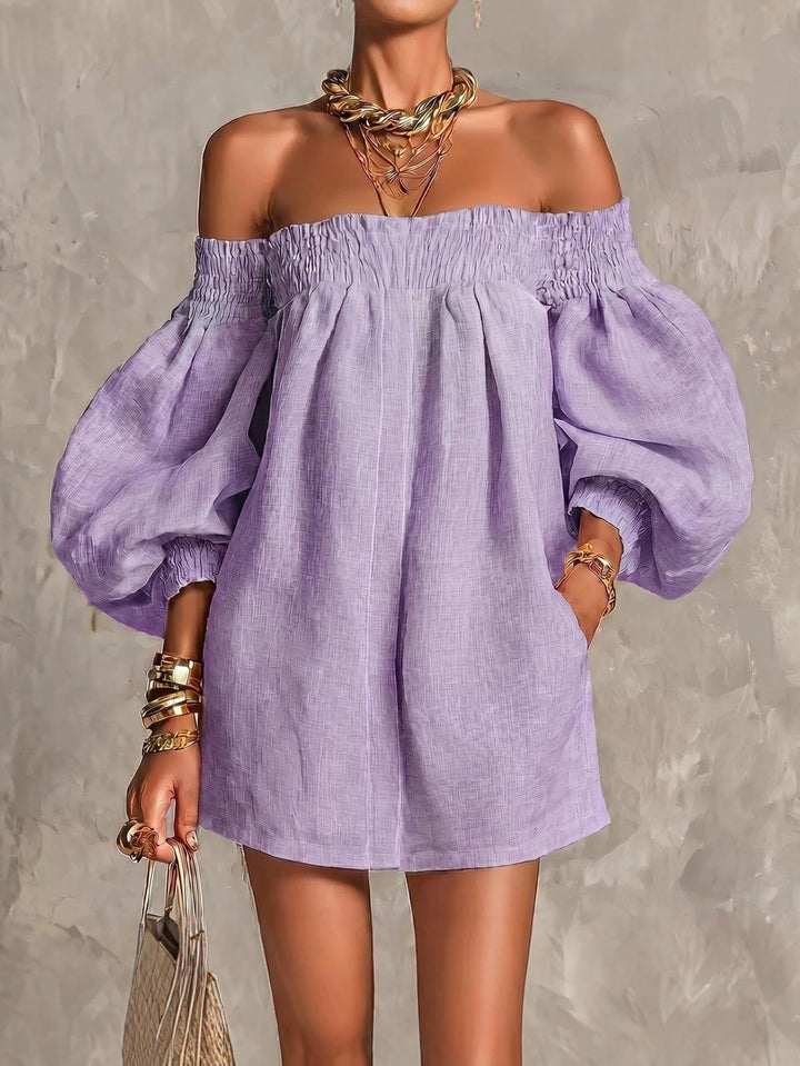 Whitney | Off-Shoulder Lantern-Sleeve Mini Dress