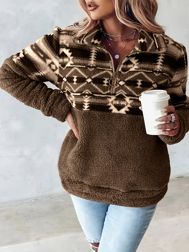 Coralie | Aztec-Pattern Half-Zip Pullover