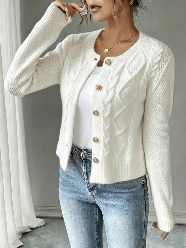 Lorraine | Cable-Knit Button-Front Cardigan