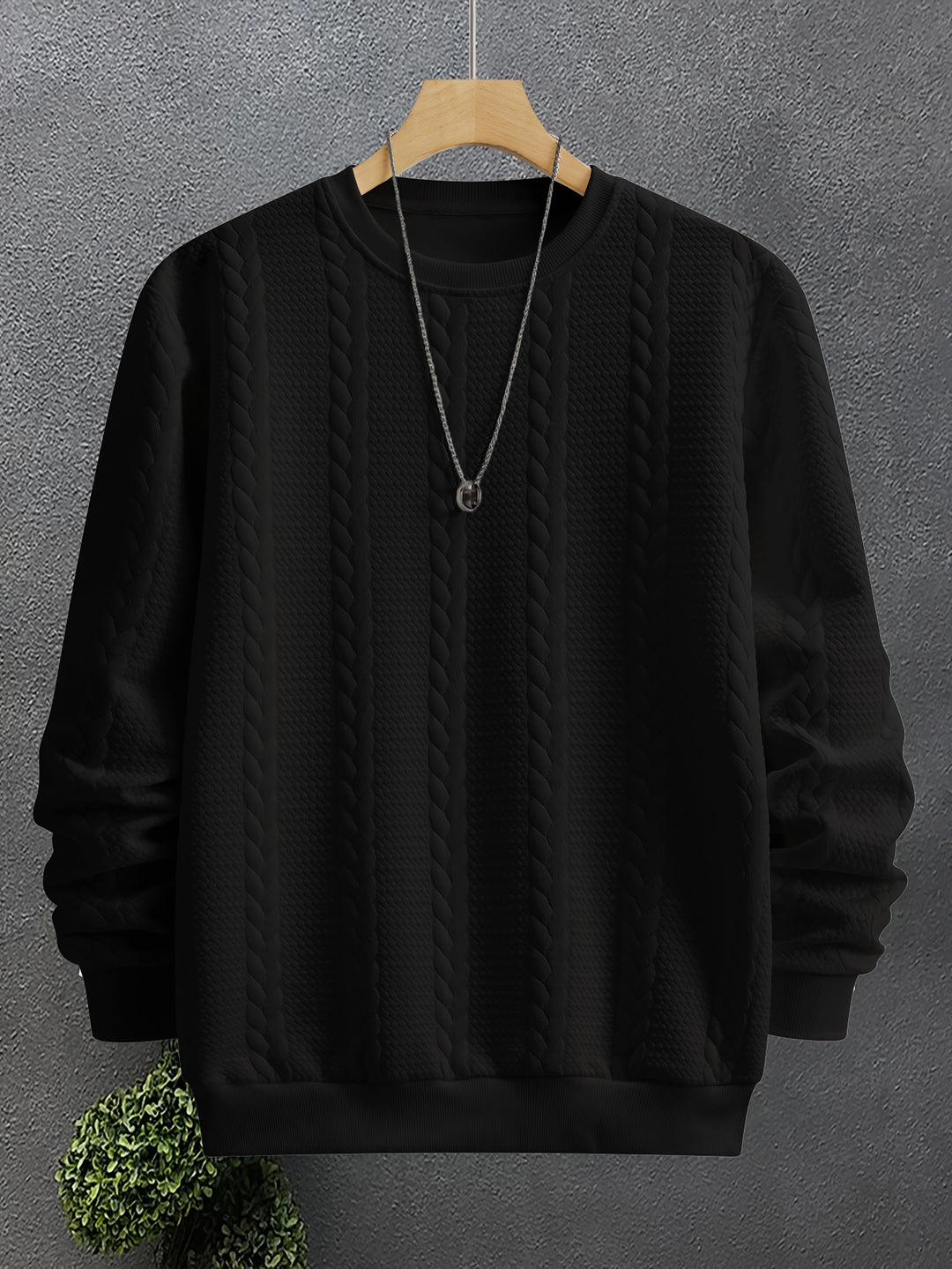 Theodore | Textured Cable-Knit Crew Sweatshirt