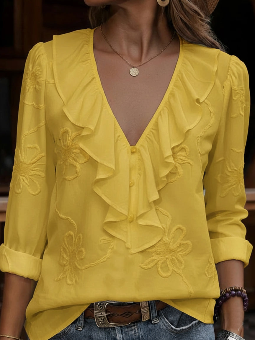 Rebecca | Ruffled V-Neck Blouse