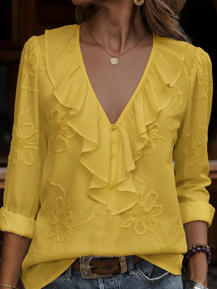 Rebecca | Ruffled V-Neck Blouse