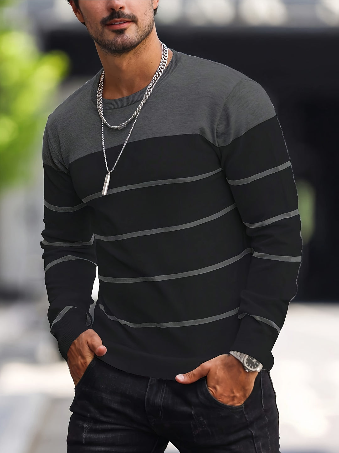 Harrison | Colour-Block Striped Sweater