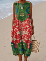 Iona | Bohemian Print Midi Dress