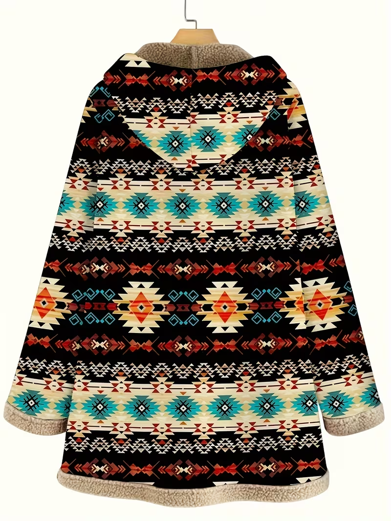 Rowan | Hooded Patterned Longline Coat