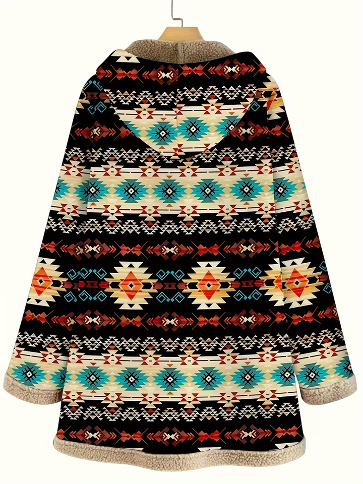 Rowan | Hooded Patterned Longline Coat