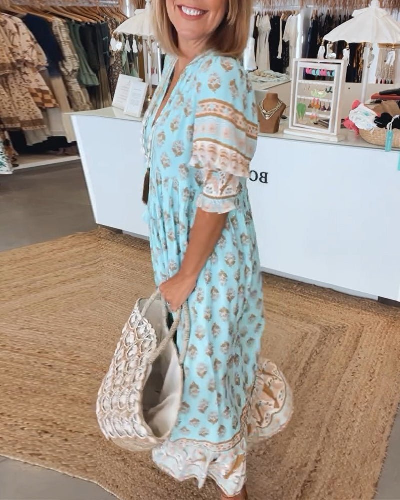 Emmeline | Bohemian Floral V-Neck Dress