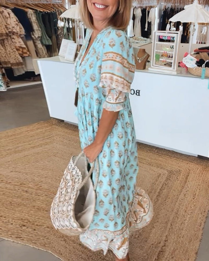 Emmeline | Bohemian Floral V-Neck Dress