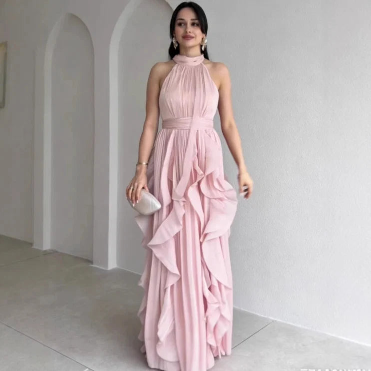 Elara | High-Neck Ruffle Maxi Dress